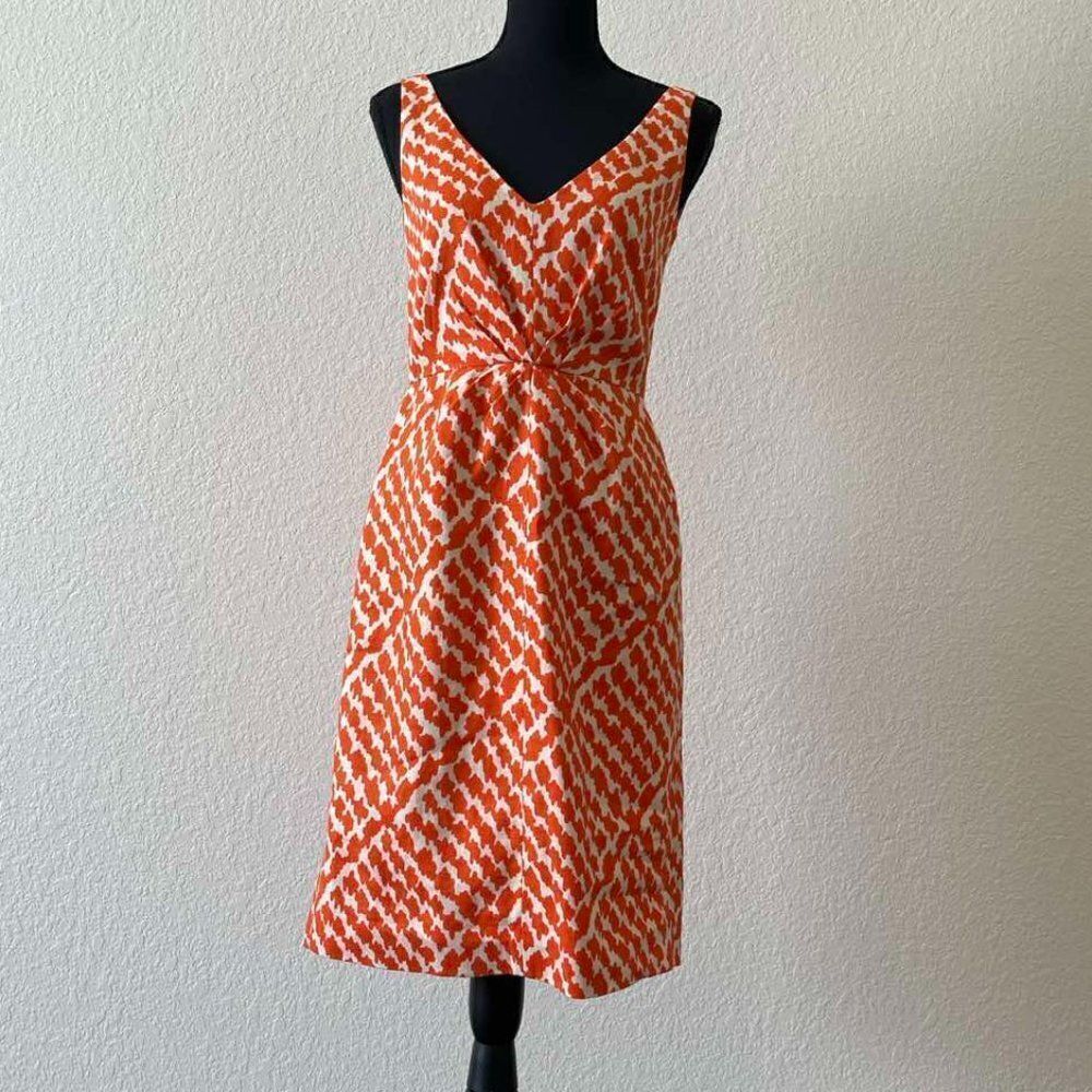 J. Crew dress orange and cream sundress lined sleeveless, size 0